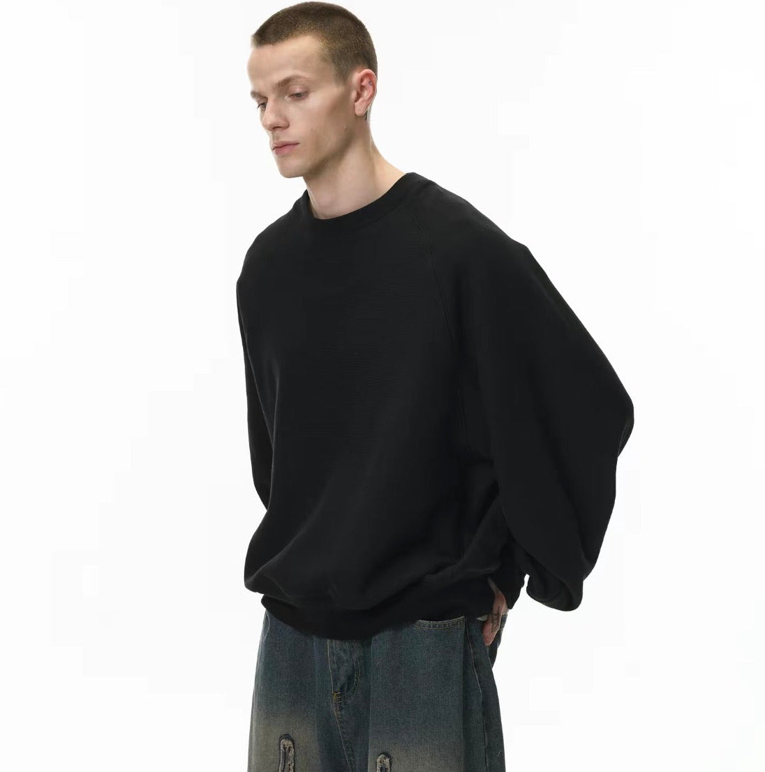 Charcoal zip crew neck