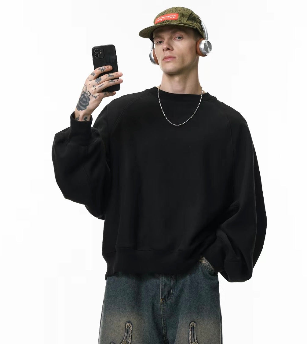 Charcoal zip crew neck